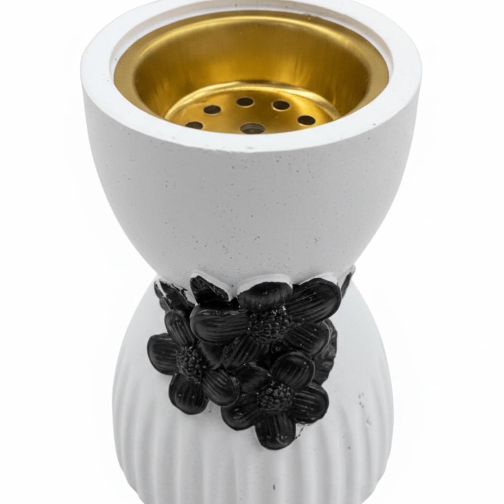 Chalk Incense Burner With Black Floral Accent- 10×6cm - White / Cream - Al Kabayel Discount CentreChalk Incense Burner With Black Floral Accent- 10×6cm - White / CreamIncense BurnersAKDCAl Kabayel Discount Centre