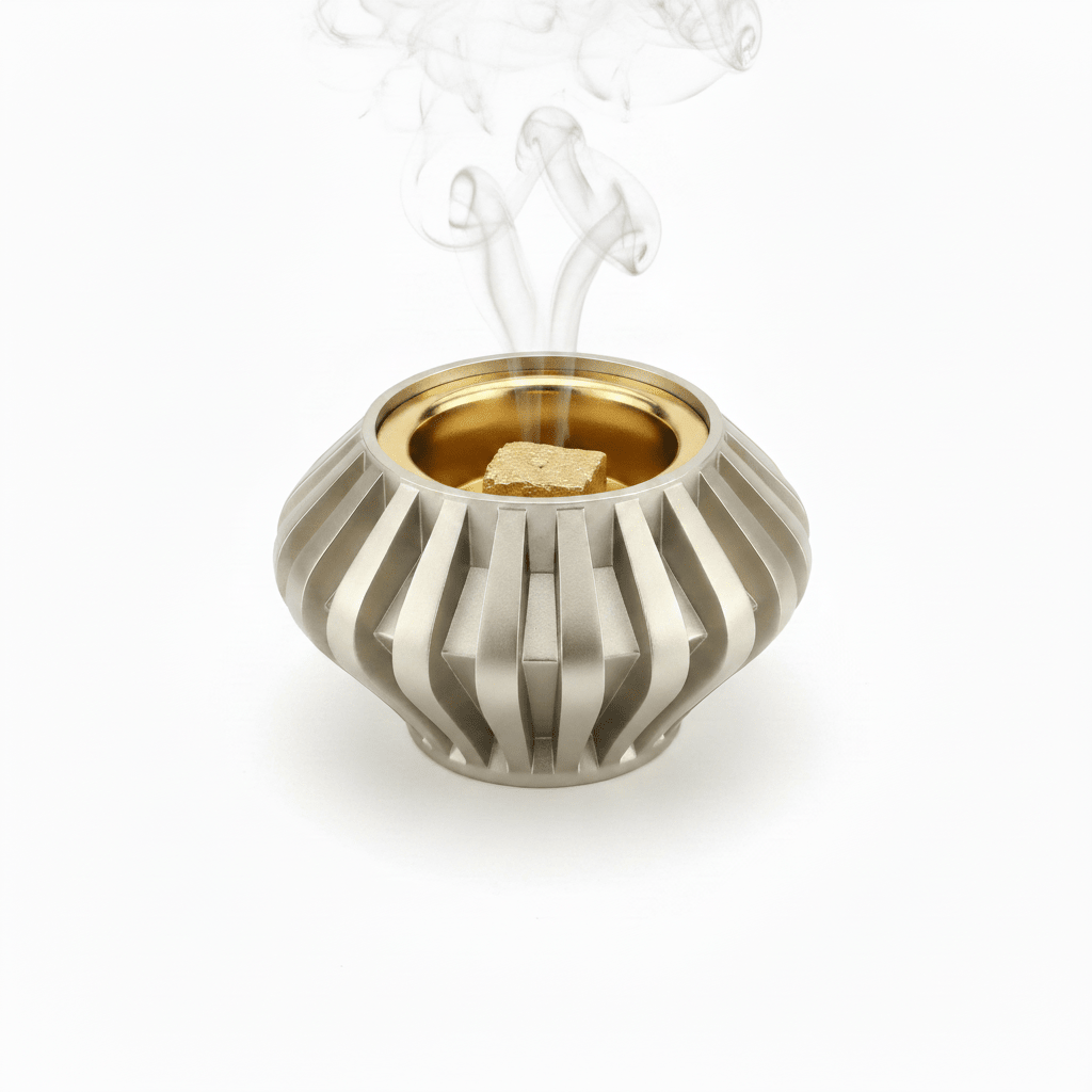 Champagne Gold Chalk Incense Burner | Ribbed Metal Mabkhara | 7cm - Al Kabayel Discount CentreChampagne Gold Chalk Incense Burner | Ribbed Metal Mabkhara | 7cmIncense BurnerAKDCAl Kabayel Discount Centre