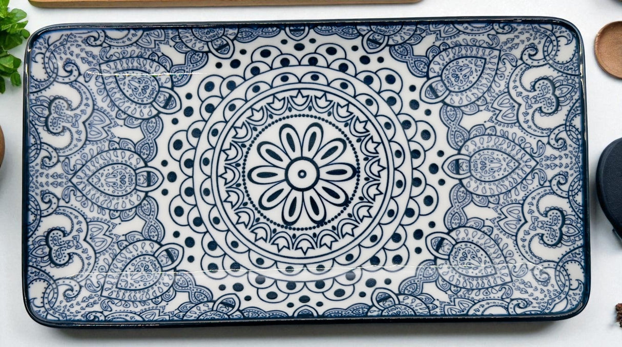 Che Brucia Ceramic Rectangular Platter 8.87, Blue Floral Pattern - Al Kabayel Discount CentreChe Brucia Ceramic Rectangular Platter 8.87, Blue Floral PatternServing TraysCHE BRUCIAAl Kabayel Discount Centre