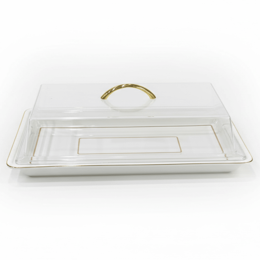 Christian Verucci Rectangle Off-White Ceramic Flat Plate with Clear Acrylic Cover & Handle – 19.25 Inch | - Al Kabayel Discount CentreChristian Verucci Rectangle Off-White Ceramic Flat Plate with Clear Acrylic Cover & Handle – 19.25 Inch |Serving TrayCHRISTIAN VERUCCIAl Kabayel Discount Centre