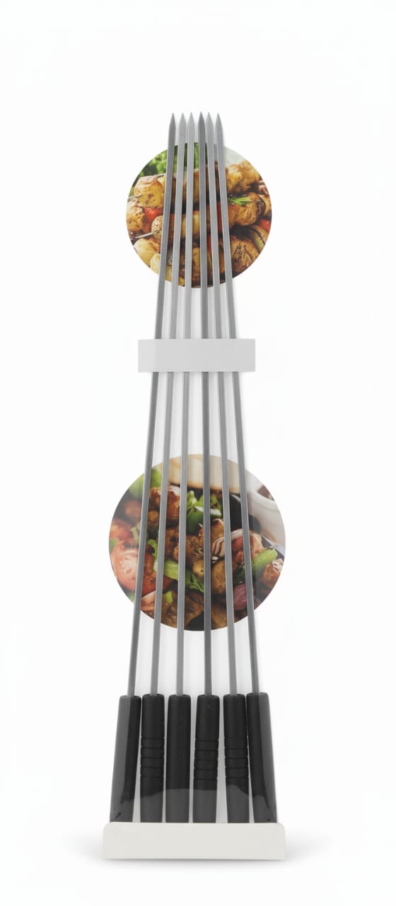 Classic BBQ Skewers Set 6 pcs 47.5 × 1.5 cm – Stainless Steel Grilling Sticks with Heat - Resistant Plastic Handles - Al Kabayel Discount CentreClassic BBQ Skewers Set 6 pcs 47.5 × 1.5 cm – Stainless Steel Grilling Sticks with Heat - Resistant Plastic HandlesCamping UtilitiesCLASSICAl Kabayel Discount Centre