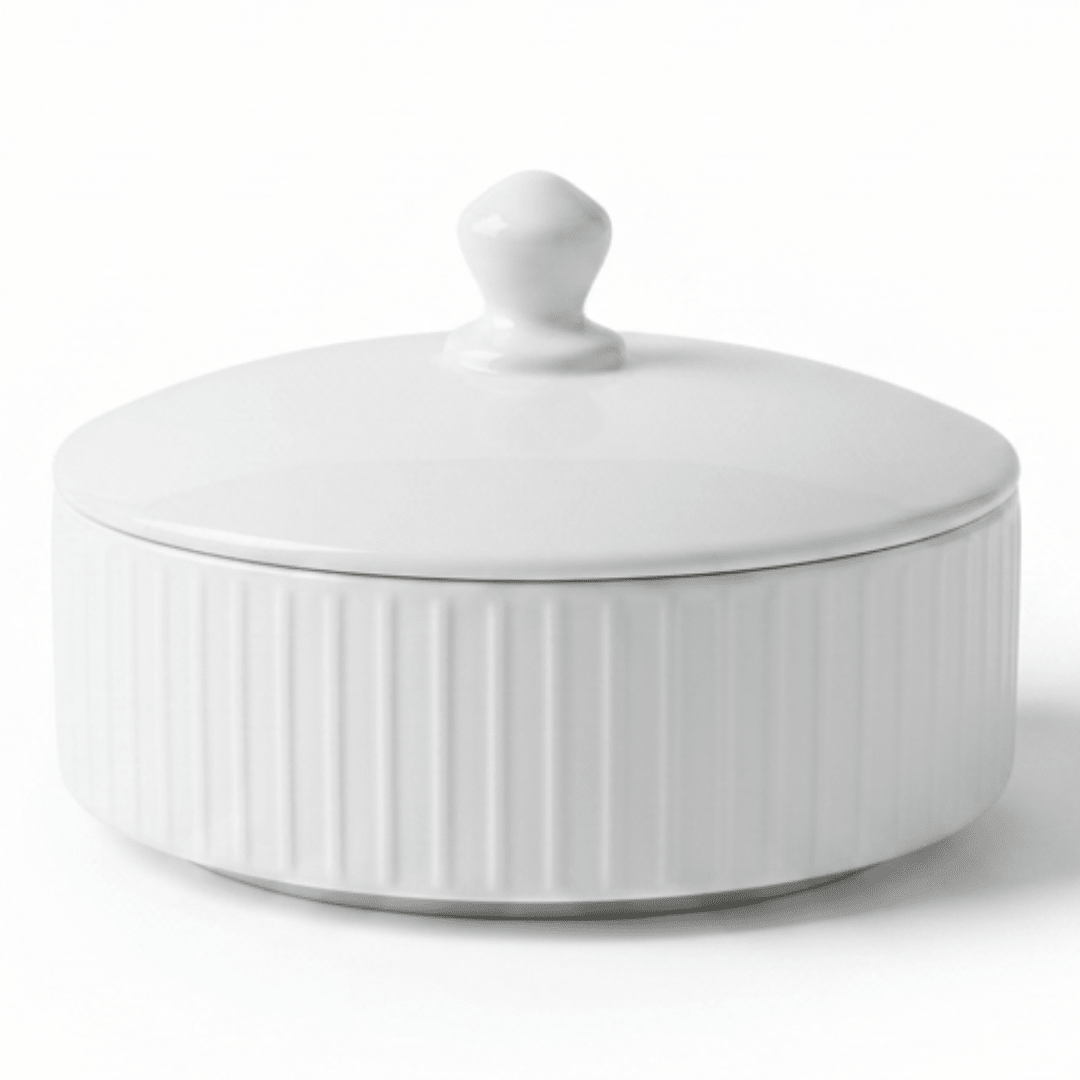 Classic White Ceramic Candy Bowl with Lid – Stylish Snack & Sweet Serving Dish (7 inch) - Al Kabayel Discount CentreClassic White Ceramic Candy Bowl with Lid – Stylish Snack & Sweet Serving Dish (7 inch)Jars & Food SaversAKDCAl Kabayel Discount Centre