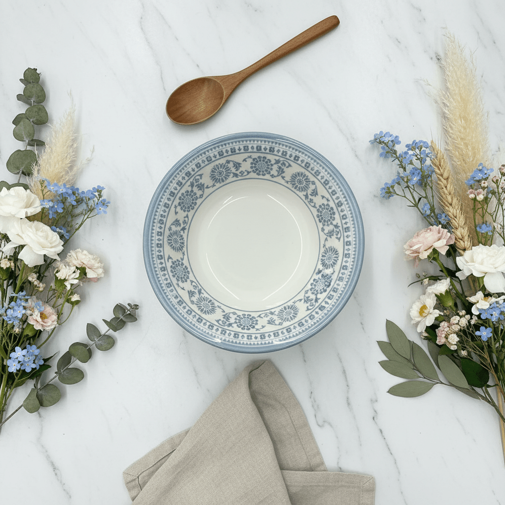 Claytan Off - White Round Ceramic Cereal Bowl with Light Blue Floral Design - 9.2 Inch - Al Kabayel Discount CentreClaytan Off - White Round Ceramic Cereal Bowl with Light Blue Floral Design - 9.2 InchPlatesCLAYTANAl Kabayel Discount Centre