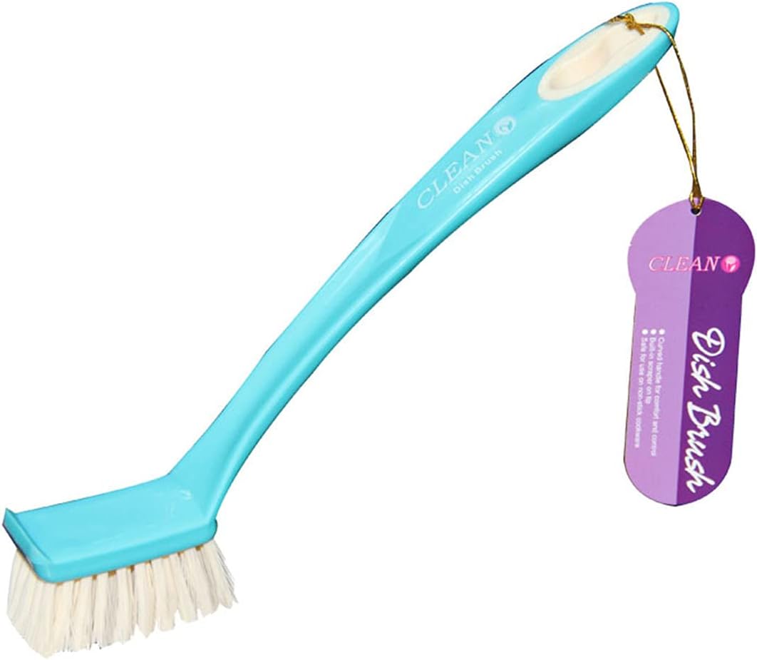 Clean Dish Brush With Square Bristles, Scrub Brush With Durable Bristles For Kitchen Sink Dishes, Pot Pan Size 25cm - Cyan&White - Al Kabayel Discount CentreClean Dish Brush With Square Bristles, Scrub Brush With Durable Bristles For Kitchen Sink Dishes, Pot Pan Size 25cm - Cyan&WhiteCleaning SuppliesCLEANAl Kabayel Discount Centre
