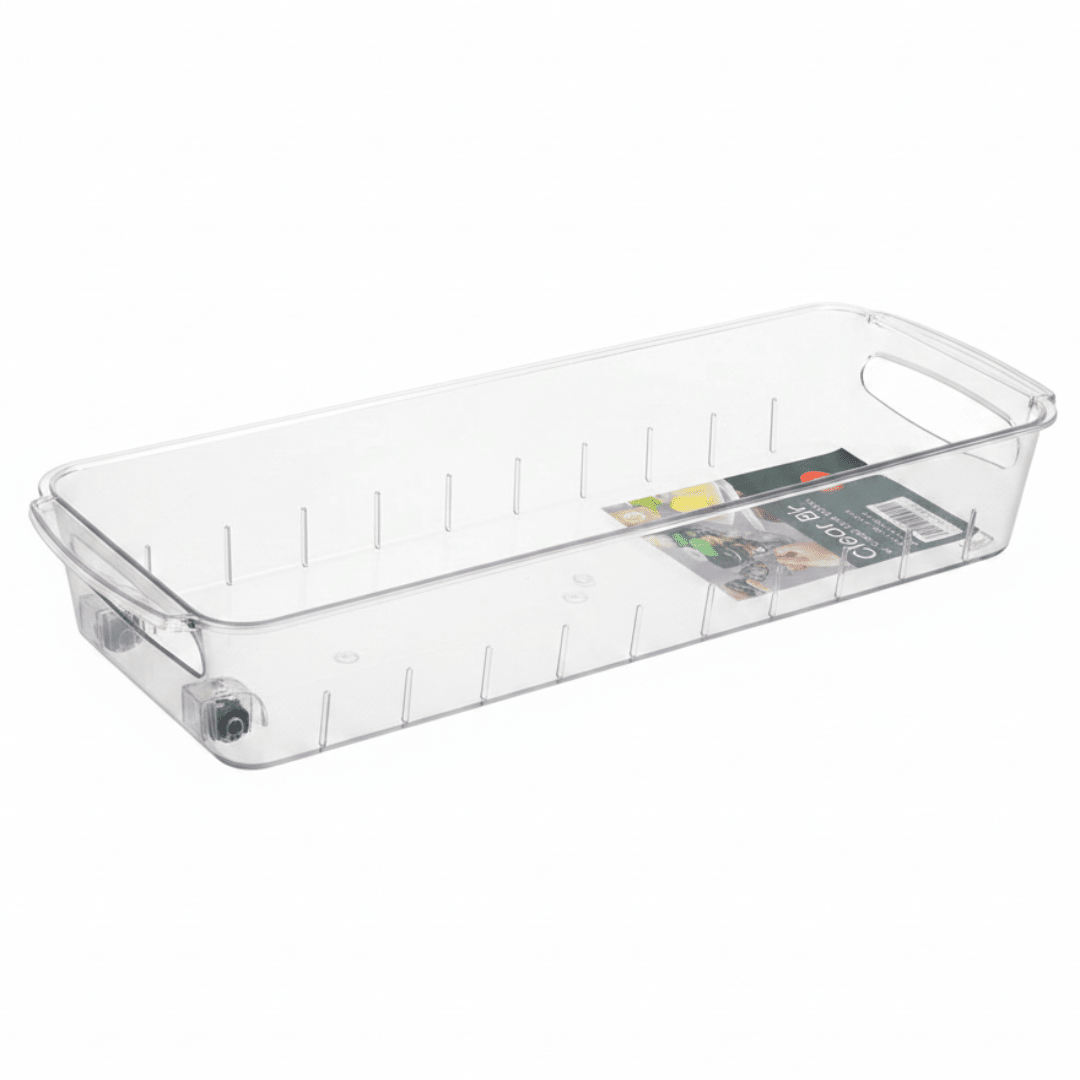 Clear plastic storage bin with weels and divider 38*13cm - Al Kabayel Discount CentreClear plastic storage bin with weels and divider 38*13cmOrganizers & AccessoriesAKDCAl Kabayel Discount Centre