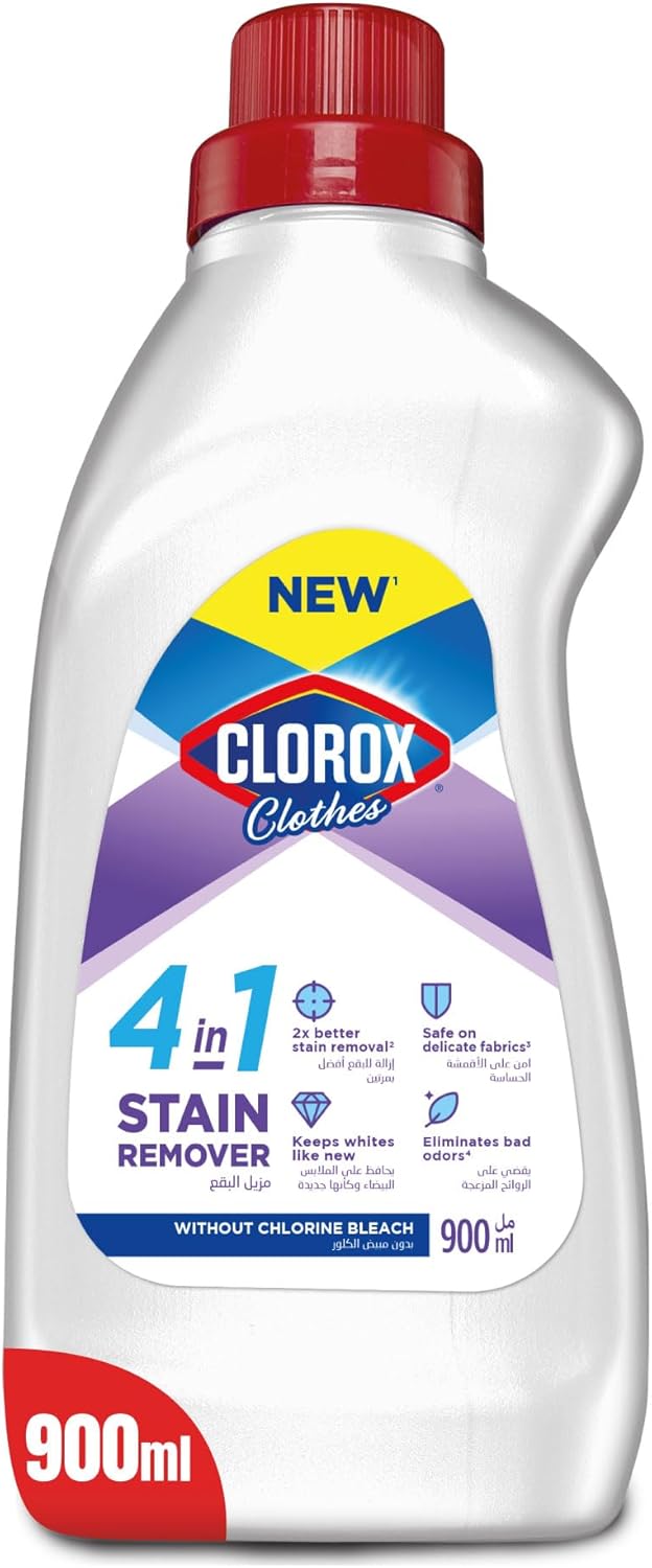 Clorox Clothes 4 - in - 1 Stain Remover 900ml, Without Chlorine Bleach, Keep Whites Like New - Al Kabayel Discount CentreClorox Clothes 4 - in - 1 Stain Remover 900ml, Without Chlorine Bleach, Keep Whites Like NewLaundry CareCLOROXAl Kabayel Discount Centre