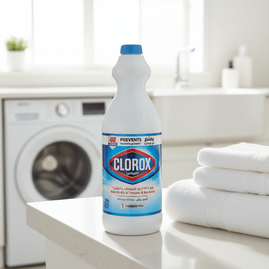 Clorox Liquid Bleach Kills 99.9% of Viruses and Bacteria, 48 Hours Prevents Bacteria Growth, Removes Stains - 950ml - Al Kabayel Discount CentreClorox Liquid Bleach Kills 99.9% of Viruses and Bacteria, 48 Hours Prevents Bacteria Growth, Removes Stains - 950mlHousehold CleaningCLOROXAl Kabayel Discount Centre