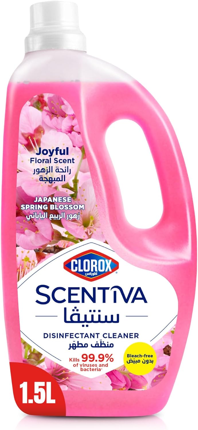 Clorox Scentiva Disinfectant Floor Cleaner 1.5L, Japanese Spring Blossom, Kills 99.9% of Viruses and Bacteria, Bleach Free - Al Kabayel Discount CentreClorox Scentiva Disinfectant Floor Cleaner 1.5L, Japanese Spring Blossom, Kills 99.9% of Viruses and Bacteria, Bleach FreeHome SuppliesCLOROXAl Kabayel Discount Centre