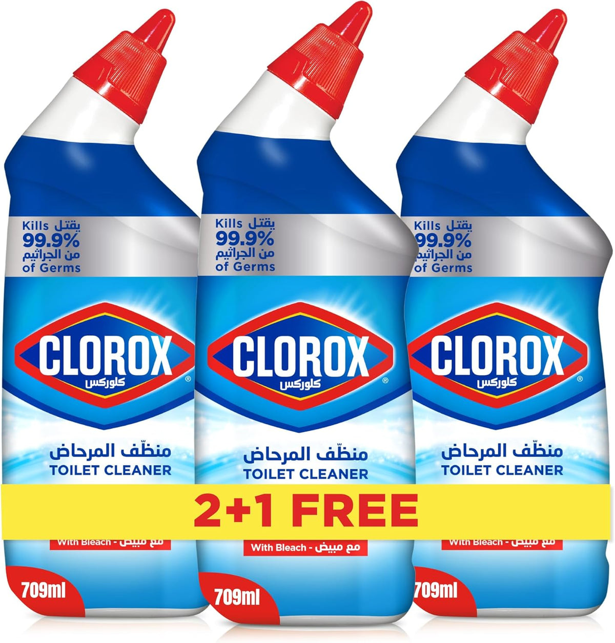 Clorox Toilet Cleaner Original Scent, 2+1 Free, 709ml, Kills 99.9% of Germs and 100% Powers Through Stains - Al Kabayel Discount CentreClorox Toilet Cleaner Original Scent, 2+1 Free, 709ml, Kills 99.9% of Germs and 100% Powers Through StainsHome SuppliesCLOROXAl Kabayel Discount Centre