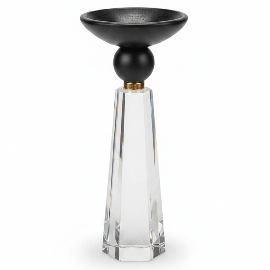 Contemporary Crystal & Black Wooden Decorative Candle Holder for Luxury Home Décor – 18cm - Al Kabayel Discount CentreContemporary Crystal & Black Wooden Decorative Candle Holder for Luxury Home Décor – 18cmHome Décor AccentsAKDCAl Kabayel Discount Centre