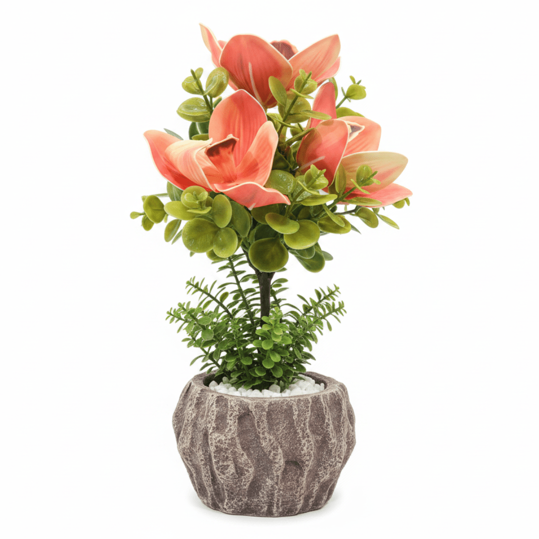 Coral Bloom Artificial Magnolia Plant | Elegant Chalk Pot | 33cm - Al Kabayel Discount CentreCoral Bloom Artificial Magnolia Plant | Elegant Chalk Pot | 33cmArtificial FloraAKDCAl Kabayel Discount Centre