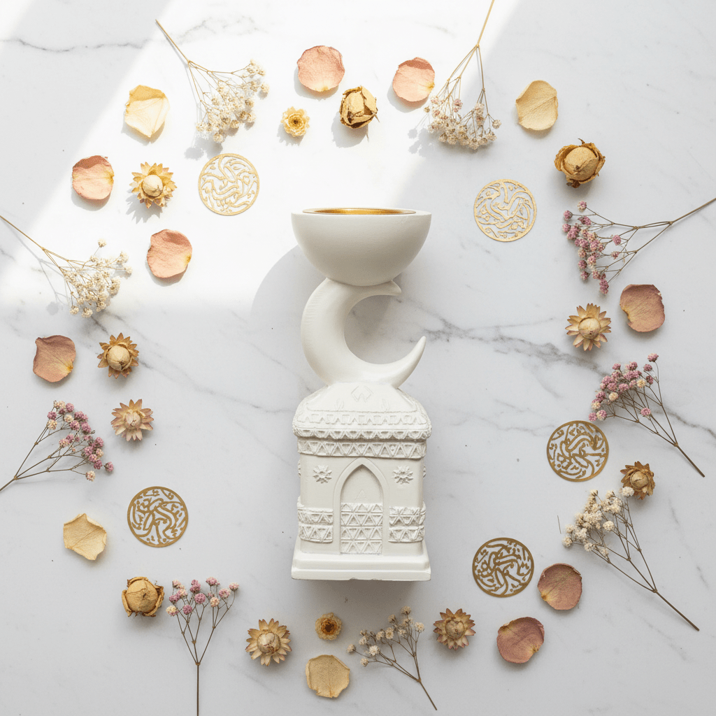 Cream Chalk Arabic Incense Burner — Crescent Moon & Mosque Design | 22cm - Al Kabayel Discount CentreCream Chalk Arabic Incense Burner — Crescent Moon & Mosque Design | 22cmIncense BurnerAKDCAl Kabayel Discount Centre