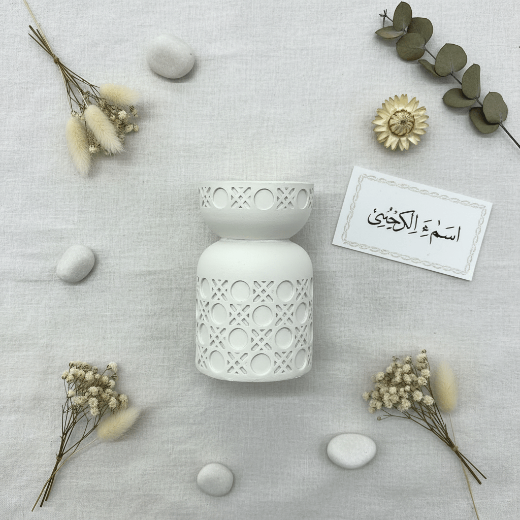 Cream Chalk Ceramic Incense Burner | Geometric Lattice Design | 10×6 cm - Al Kabayel Discount CentreCream Chalk Ceramic Incense Burner | Geometric Lattice Design | 10×6 cmIncense burnerAKDCAl Kabayel Discount Centre