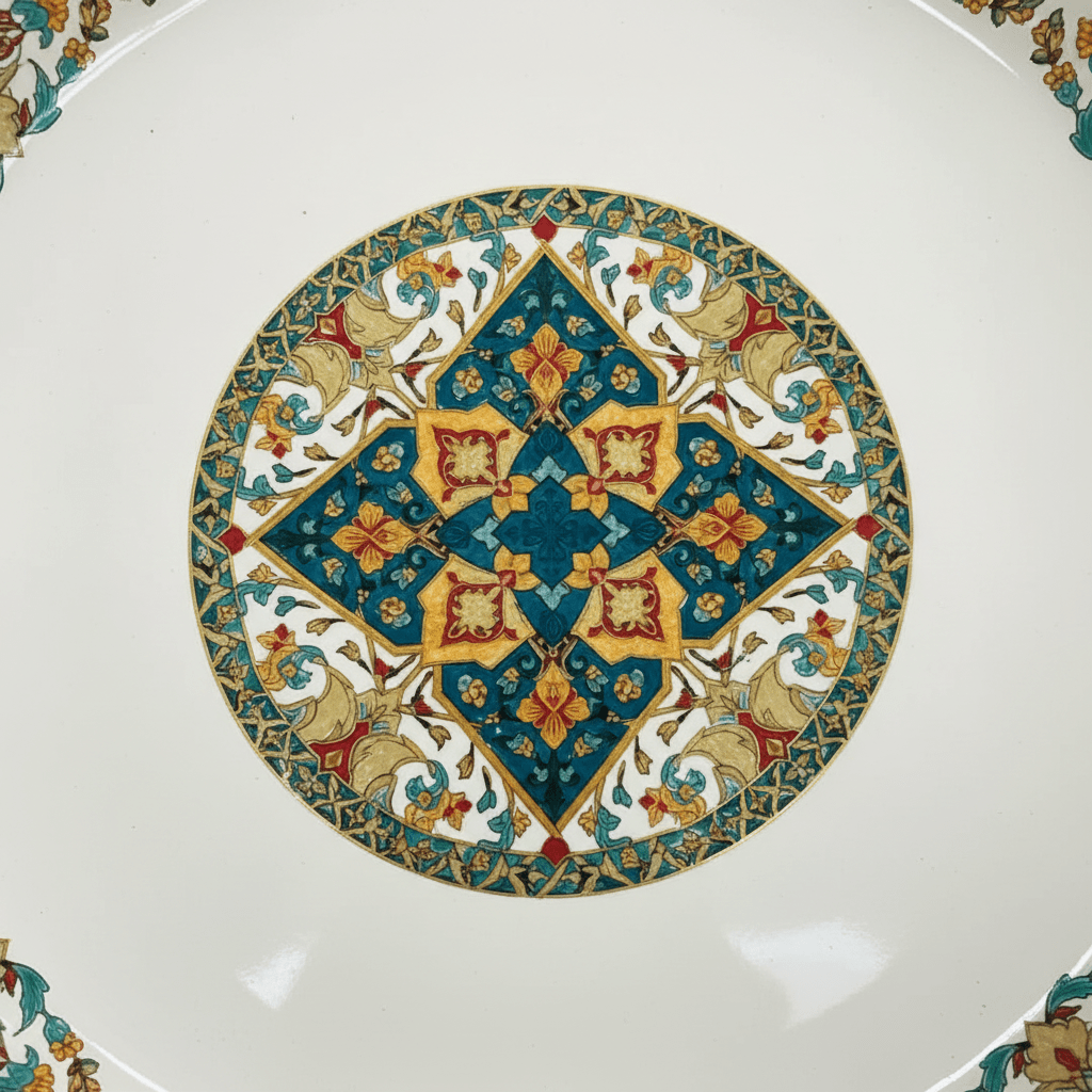 Cream Enamel Deep Plate with Ornate Islamic Design – 24cm - Al Kabayel Discount CentreCream Enamel Deep Plate with Ornate Islamic Design – 24cmPlatesAKDCAl Kabayel Discount Centre
