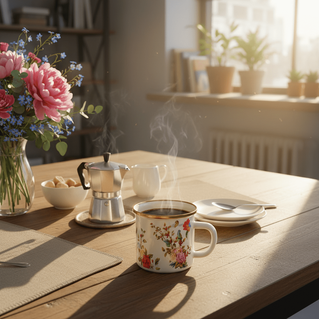 Cream Enamel Mug With Floral Garden Design - 300ml - Al Kabayel Discount CentreCream Enamel Mug With Floral Garden Design - 300mlMugsAKDCAl Kabayel Discount Centre