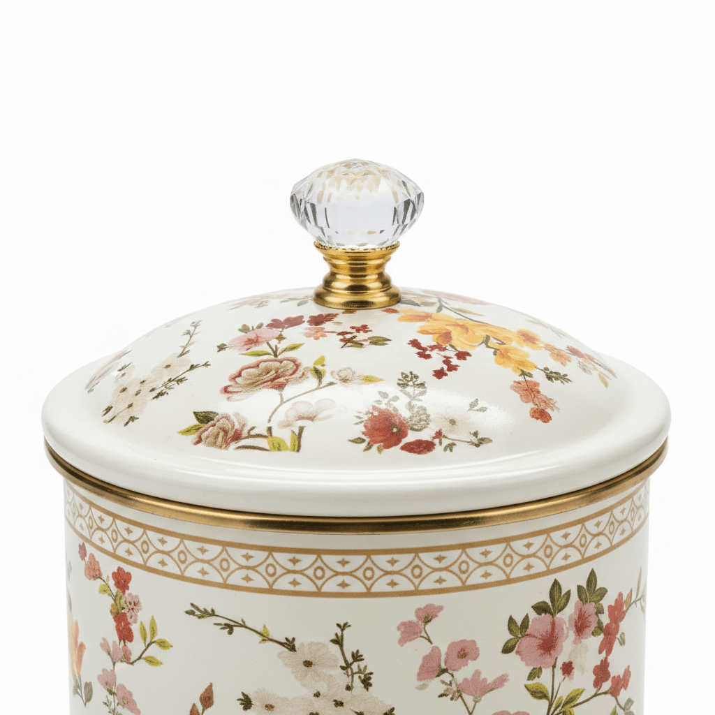 Cream Floral Enamel Canister With Lid Set of 3 - 11cm / 13 cm / 15cm - Al Kabayel Discount CentreCream Floral Enamel Canister With Lid Set of 3 - 11cm / 13 cm / 15cmJars & Food SaversAKDCAl Kabayel Discount Centre
