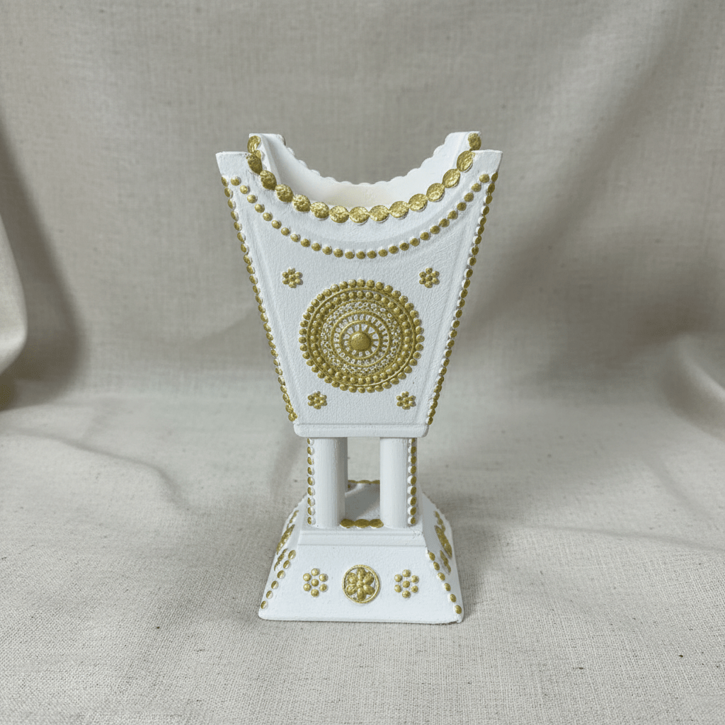Cream & Gold Chalk Incense Burner | Arabic Majlis Bakhoor Holder | 16×7cm - Al Kabayel Discount CentreCream & Gold Chalk Incense Burner | Arabic Majlis Bakhoor Holder | 16×7cmIncense burnerAKDCAl Kabayel Discount Centre
