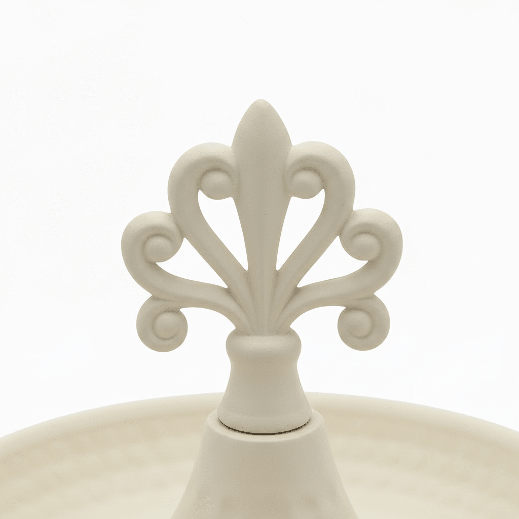 Cream Round Metal Serving Tray with Ornate Finial - 15×13 cm - Al Kabayel Discount CentreCream Round Metal Serving Tray with Ornate Finial - 15×13 cmServing TraysAKDCAl Kabayel Discount Centre