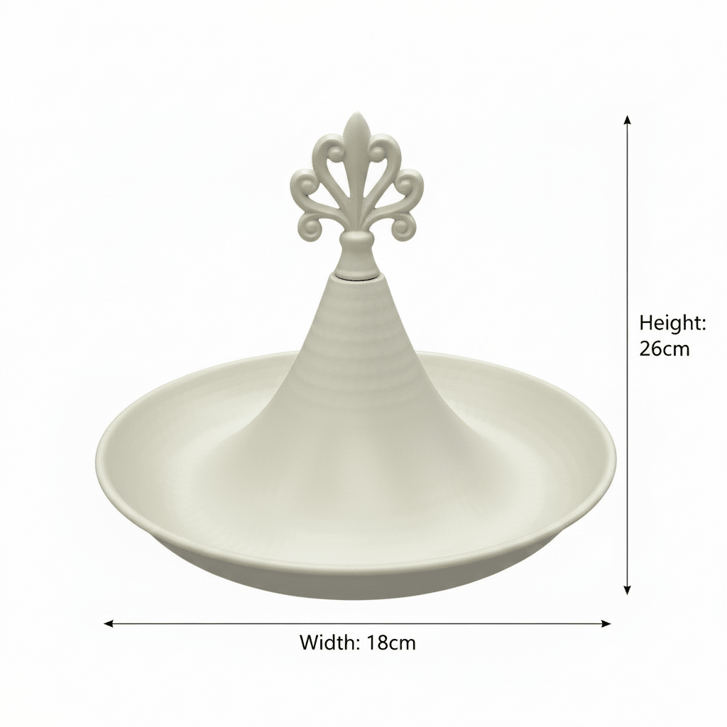 Cream Round Metal Serving Tray with Ornate Finial - 26×18 cm - Al Kabayel Discount CentreCream Round Metal Serving Tray with Ornate Finial - 26×18 cmServing TraysAKDCAl Kabayel Discount Centre
