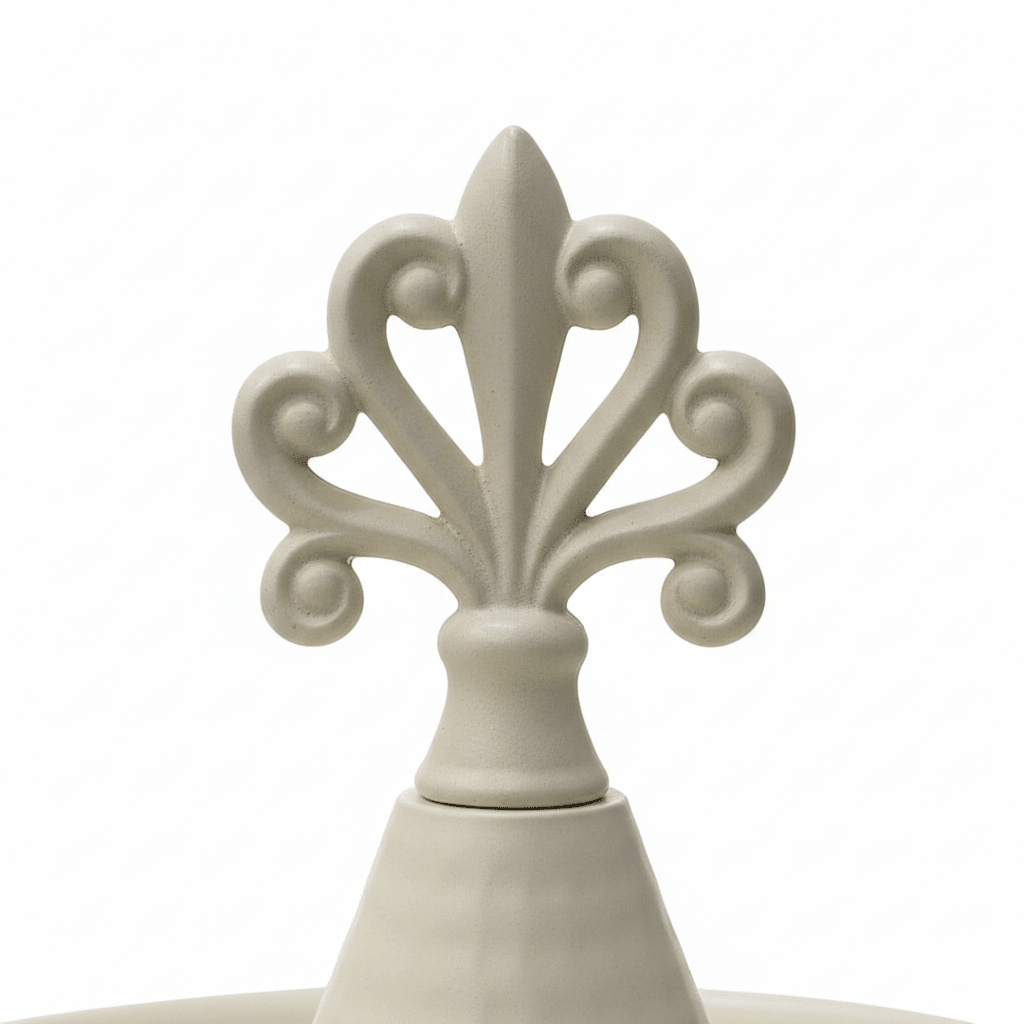 Cream Round Metal Serving Tray with Ornate Finial - 26×18 cm - Al Kabayel Discount CentreCream Round Metal Serving Tray with Ornate Finial - 26×18 cmServing TraysAKDCAl Kabayel Discount Centre