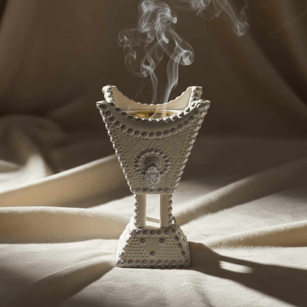 Cream & Silver Chalk Incense Burner | Arabic Majlis Bakhoor Holder | 13×8cm - Al Kabayel Discount CentreCream & Silver Chalk Incense Burner | Arabic Majlis Bakhoor Holder | 13×8cmIncense burnerAKDCAl Kabayel Discount Centre
