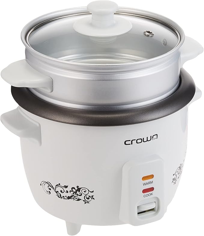 Crownline Rc - 168 Rice Cooker W/ Steamer, 220 - 240 V, 50/60 Hz, 300 W, Cooking Capacity 0.6L, Volume 1.0 L, White, Small, Rc - 168 - Al Kabayel Discount CentreCrownline Rc - 168 Rice Cooker W/ Steamer, 220 - 240 V, 50/60 Hz, 300 W, Cooking Capacity 0.6L, Volume 1.0 L, White, Small, Rc - 168Food & Drink AppliancesCROWNLINEAl Kabayel Discount Centre