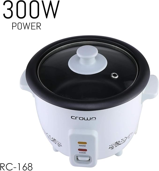Crownline Rc - 168 Rice Cooker W/ Steamer, 220 - 240 V, 50/60 Hz, 300 W, Cooking Capacity 0.6L, Volume 1.0 L, White, Small, Rc - 168 - Al Kabayel Discount CentreCrownline Rc - 168 Rice Cooker W/ Steamer, 220 - 240 V, 50/60 Hz, 300 W, Cooking Capacity 0.6L, Volume 1.0 L, White, Small, Rc - 168Food & Drink AppliancesCROWNLINEAl Kabayel Discount Centre