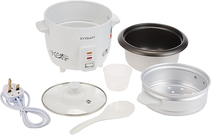 Crownline Rc - 168 Rice Cooker W/ Steamer, 220 - 240 V, 50/60 Hz, 300 W, Cooking Capacity 0.6L, Volume 1.0 L, White, Small, Rc - 168 - Al Kabayel Discount CentreCrownline Rc - 168 Rice Cooker W/ Steamer, 220 - 240 V, 50/60 Hz, 300 W, Cooking Capacity 0.6L, Volume 1.0 L, White, Small, Rc - 168Food & Drink AppliancesCROWNLINEAl Kabayel Discount Centre