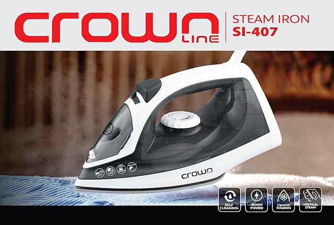 Crownline SI - 407 | 1800W Steam Dry & Steam Iron with Ceramic Soleplate and Advanced Steam Functions - Al Kabayel Discount CentreCrownline SI - 407 | 1800W Steam Dry & Steam Iron with Ceramic Soleplate and Advanced Steam FunctionsIron & SteamersCROWNLINEAl Kabayel Discount Centre
