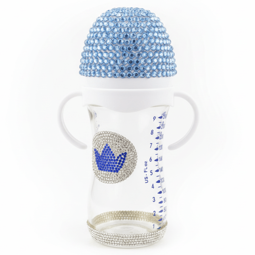 Crystal Crown Baby Glass Feeding Bottle – 240ml | Blue Diamond Edition - Al Kabayel Discount CentreCrystal Crown Baby Glass Feeding Bottle – 240ml | Blue Diamond EditionBaby ProductsAKDCAl Kabayel Discount Centre