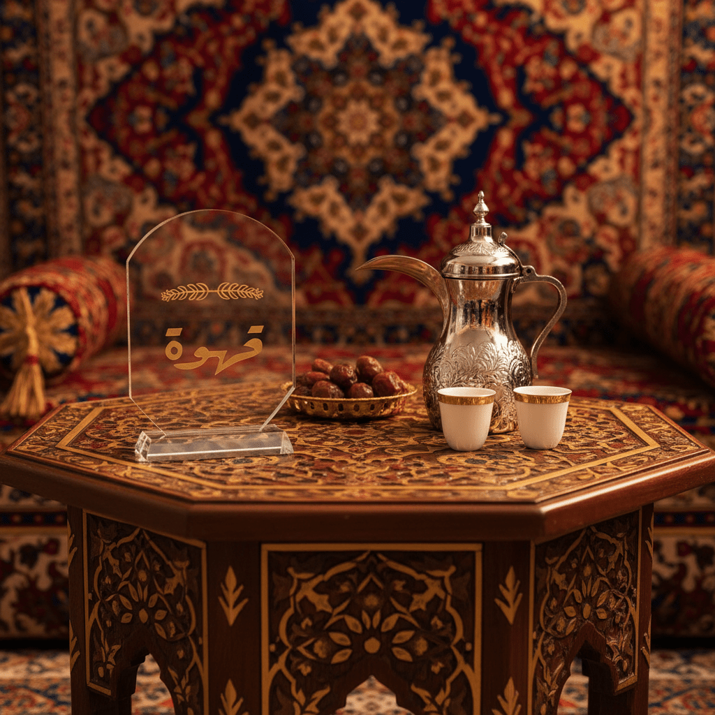 Crystal Glass Table Decor with Gold Arabic Qahwa Calligraphy Design - 9.5 x 15.5 cm - Al Kabayel Discount CentreCrystal Glass Table Decor with Gold Arabic Qahwa Calligraphy Design - 9.5 x 15.5 cmHome Décor AccentsAKDCAl Kabayel Discount Centre