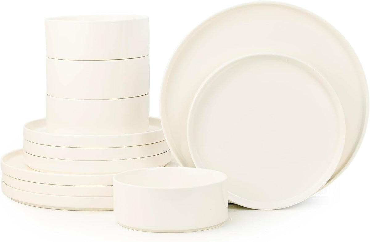 Cuisine Art 12-Piece Stoneware Dinner Set – Cream