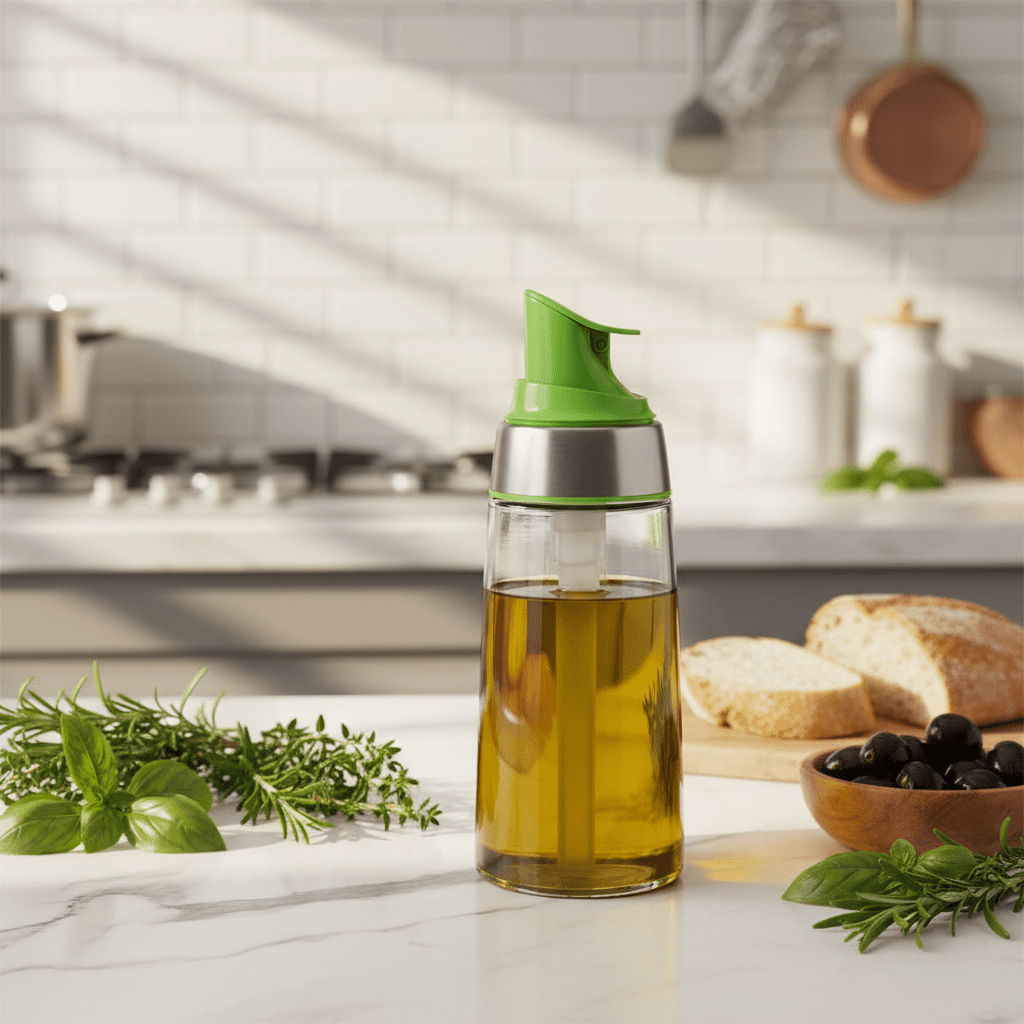 Cuisine Art Premium Glass Oil & Vinegar Dispenser Bottle with Leak - Proof Green Plastic Top – 250ml Capacity - Al Kabayel Discount CentreCuisine Art Premium Glass Oil & Vinegar Dispenser Bottle with Leak - Proof Green Plastic Top – 250ml CapacityKitchen Utensils & GadgetsCUSINE ARTAl Kabayel Discount Centre