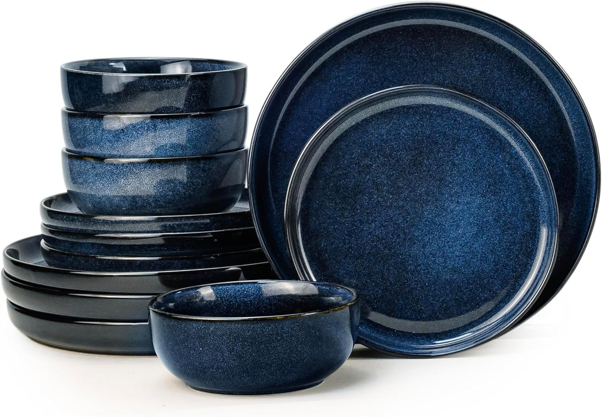 Cuisine Art 12-Piece Stoneware Dinner Set – Navy Blue