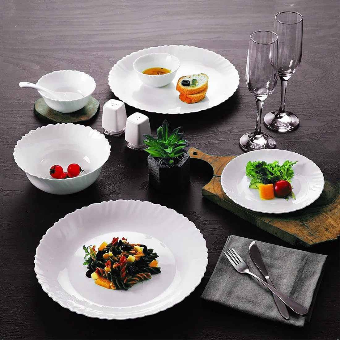 Cusine Art 12pcs Opalware Dinner Set, 10" Dinner Plate - 4pcs, 7.5" Desert Plate - 4pcs, 5" Bowl - 4pcs, White - Al Kabayel Discount CentreCusine Art 12pcs Opalware Dinner Set, 10" Dinner Plate - 4pcs, 7.5" Desert Plate - 4pcs, 5" Bowl - 4pcs, WhiteDinnerware SetsCUSINE ARTAl Kabayel Discount Centre