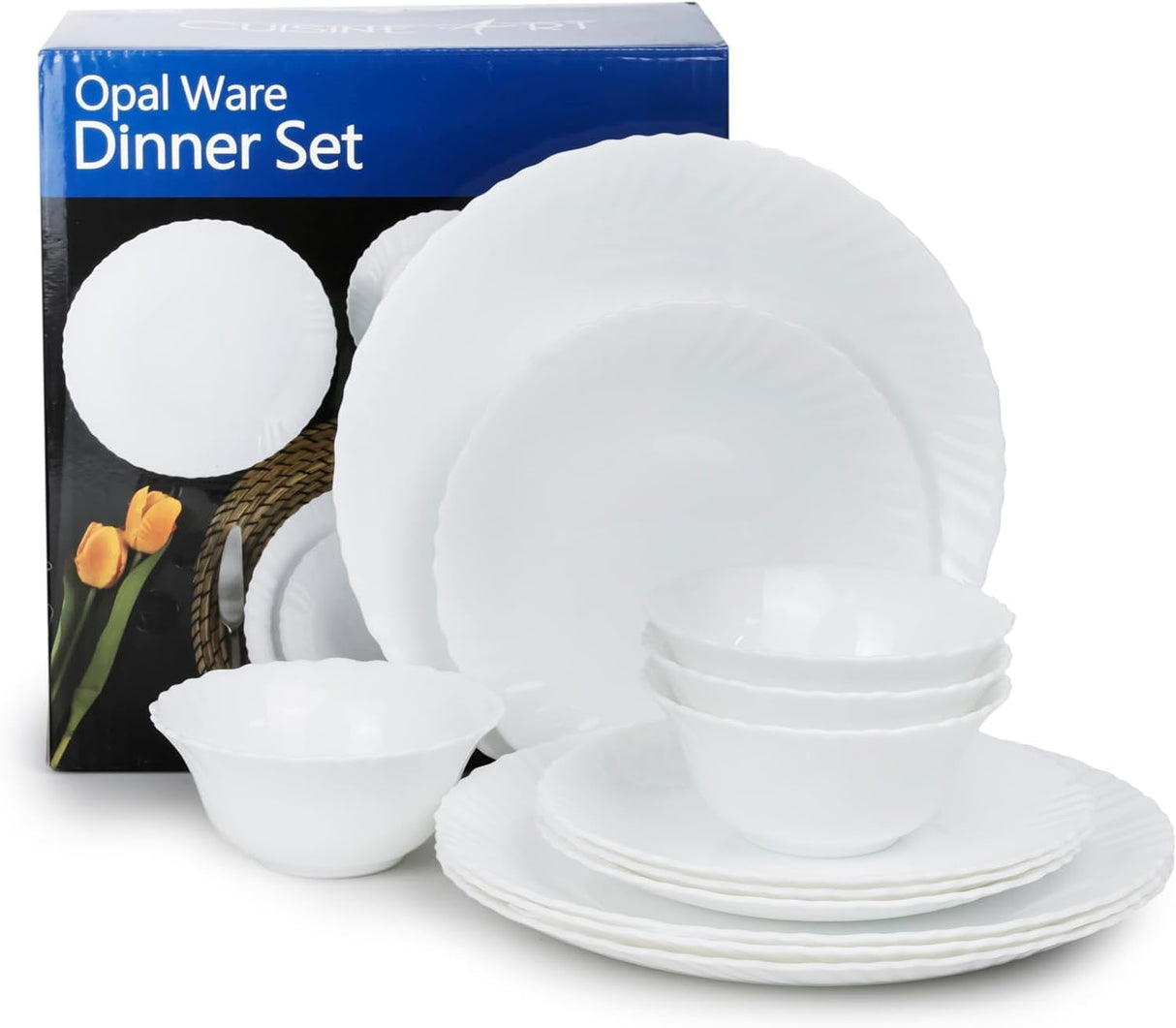 Cusine Art 12pcs Opalware Dinner Set, 10" Dinner Plate - 4pcs, 7.5" Desert Plate - 4pcs, 5" Bowl - 4pcs, White - Al Kabayel Discount CentreCusine Art 12pcs Opalware Dinner Set, 10" Dinner Plate - 4pcs, 7.5" Desert Plate - 4pcs, 5" Bowl - 4pcs, WhiteDinnerware SetsCUSINE ARTAl Kabayel Discount Centre