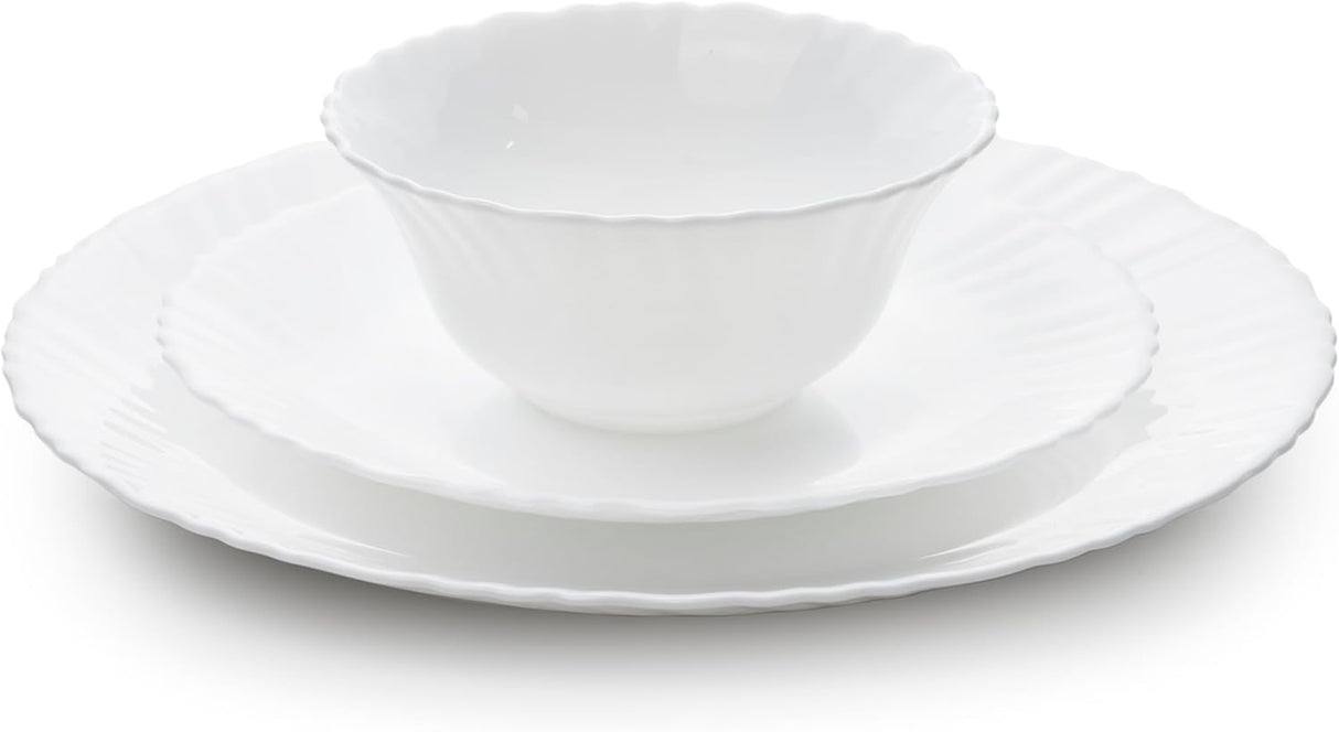 Cusine Art 12pcs Opalware Dinner Set, 10" Dinner Plate - 4pcs, 7.5" Desert Plate - 4pcs, 5" Bowl - 4pcs, White - Al Kabayel Discount CentreCusine Art 12pcs Opalware Dinner Set, 10" Dinner Plate - 4pcs, 7.5" Desert Plate - 4pcs, 5" Bowl - 4pcs, WhiteDinnerware SetsCUSINE ARTAl Kabayel Discount Centre