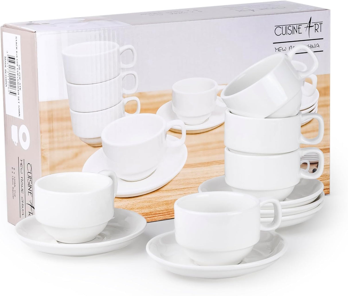 CUSINE ART Coffee Cup and Saucer Set 120ml, 6pcs Cup + 6pcs Saucer - Al Kabayel Discount CentreCUSINE ART Coffee Cup and Saucer Set 120ml, 6pcs Cup + 6pcs SaucerTea SetsCUSINE ARTAl Kabayel Discount Centre