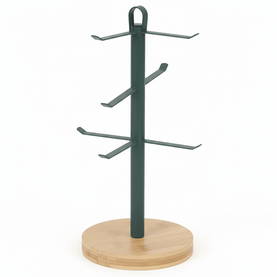 Cusine Industrial Style Grey Metal Cup Holder with Solid Wooden Base for Countertop Mug Organization – 30cm - Al Kabayel Discount CentreCusine Industrial Style Grey Metal Cup Holder with Solid Wooden Base for Countertop Mug Organization – 30cmKitchen Utensils & GadgetsCUSINEAl Kabayel Discount Centre