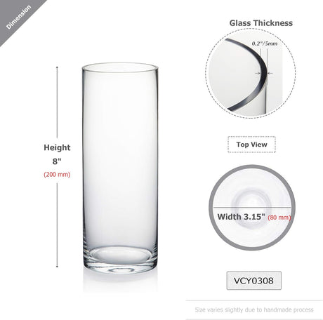 Cylinder Vase, 3" W x 8"H, Clear Skinny Narrow Glass Bud Vase for Wedding Party Flowers Centerpieces Home Office Decor, 1 Piece - Al Kabayel Discount CentreCylinder Vase, 3" W x 8"H, Clear Skinny Narrow Glass Bud Vase for Wedding Party Flowers Centerpieces Home Office Decor, 1 PieceAl Kabayel Discount CenterAl Kabayel Discount Centre