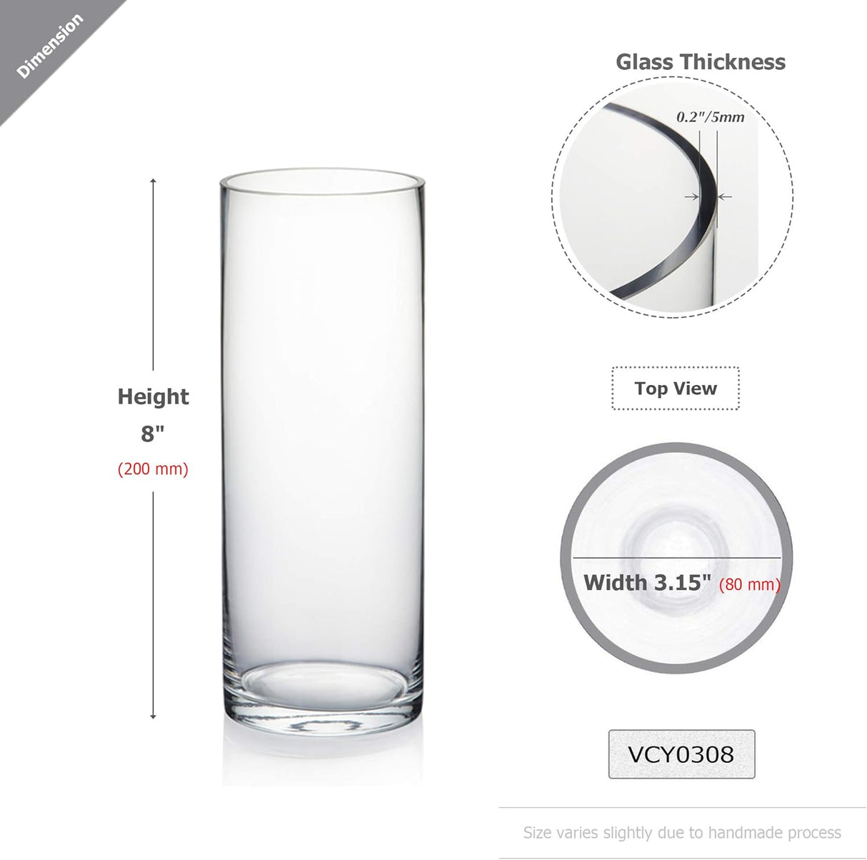 Cylinder Vase, 3" W x 8"H, Clear Skinny Narrow Glass Bud Vase for Wedding Party Flowers Centerpieces Home Office Decor, 1 Piece - Al Kabayel Discount CentreCylinder Vase, 3" W x 8"H, Clear Skinny Narrow Glass Bud Vase for Wedding Party Flowers Centerpieces Home Office Decor, 1 PieceAl Kabayel Discount CenterAl Kabayel Discount Centre