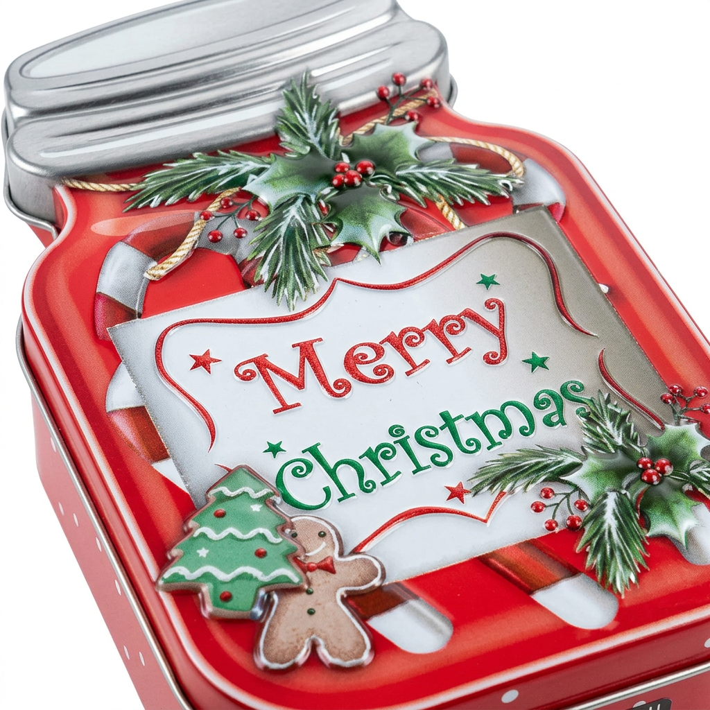 Metal Christmas Candy Box Red - 15×10cm