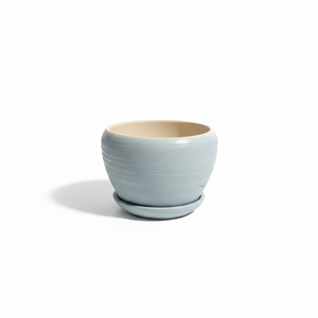 Ceramic Vase with Base Light Blue - 10×12cm