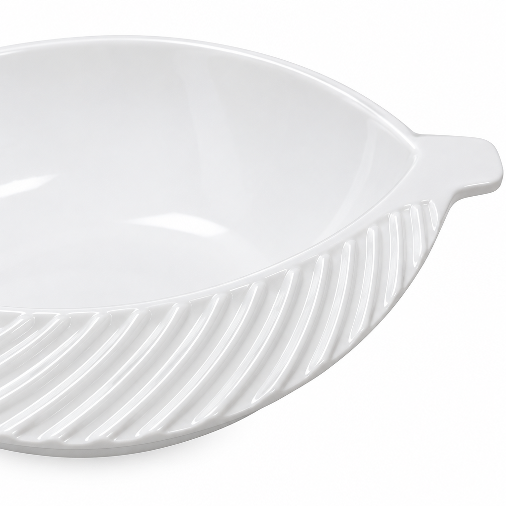 Vague Melamine Leaf Bowl White - 8 Inch