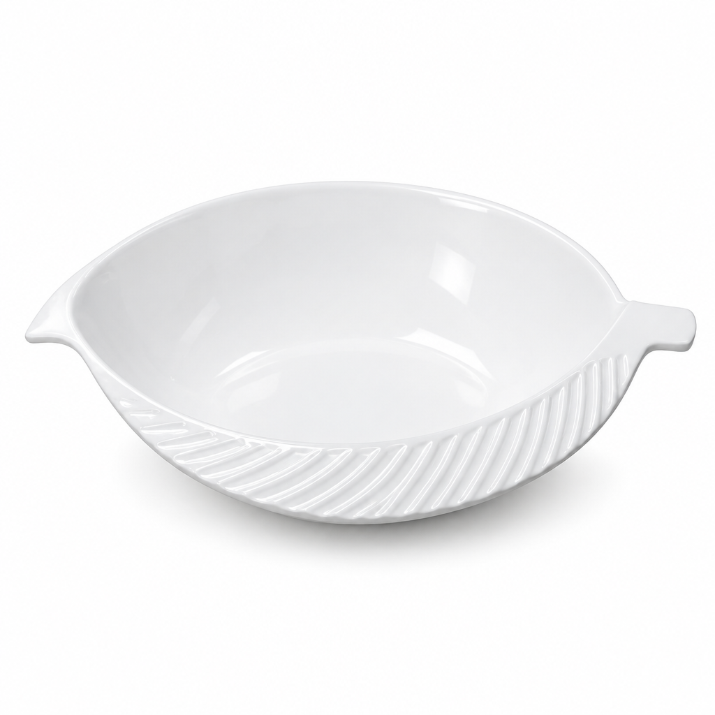Vague Melamine Leaf Bowl White - 8 Inch