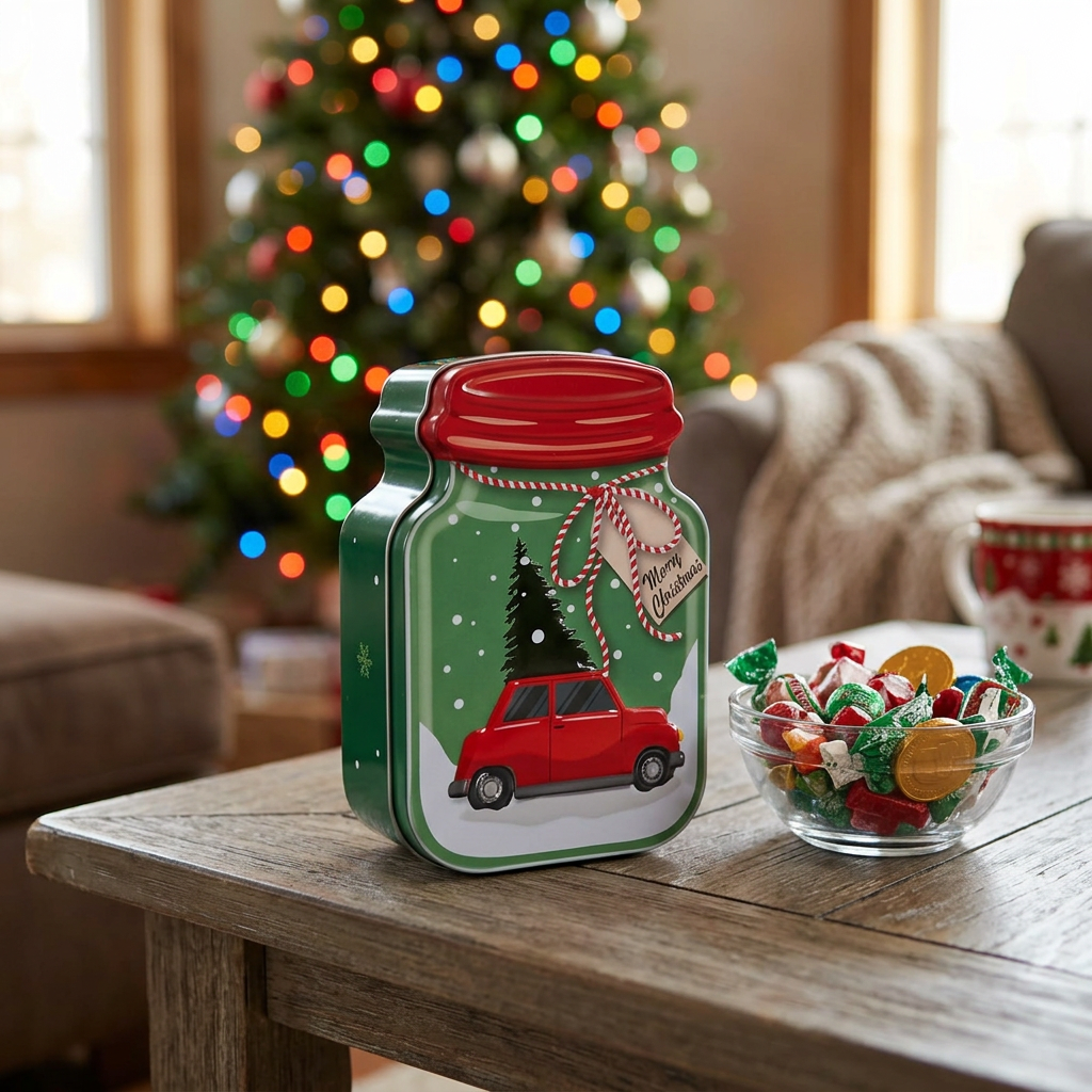 Metal Christmas Candy Box - 15×10cm