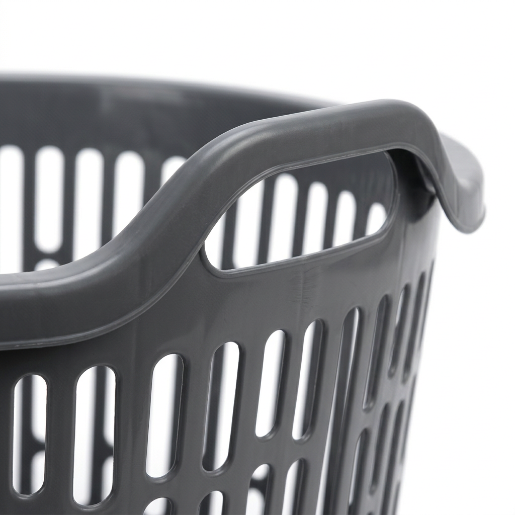 Azco Plastic Laundry Basket with Carry Handles Grey - 50×25cm