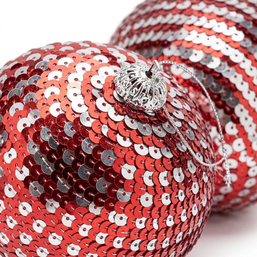 Plastic Christmas Hanging Balls 2 Piece Red & Silver - 10cm