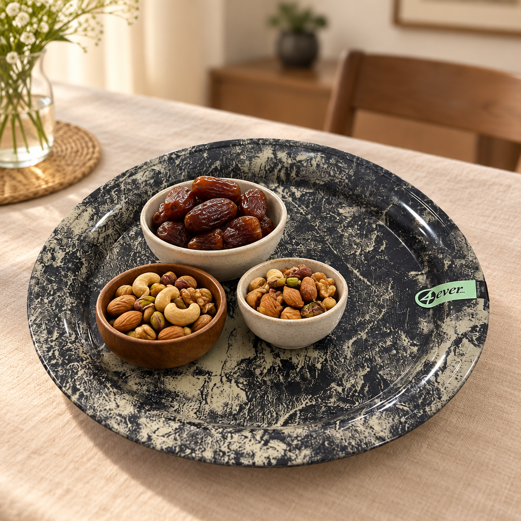4ever Round Melamine Serving Tray - 35cm