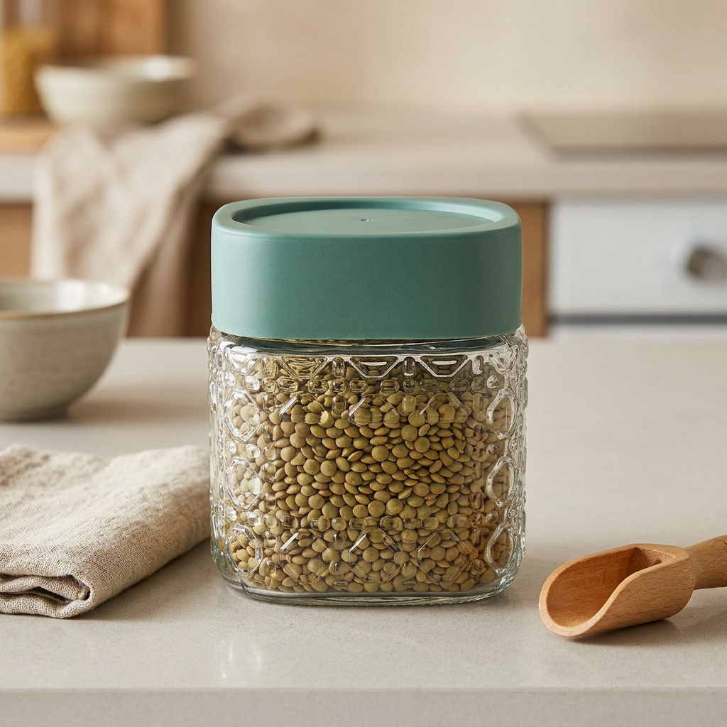 Glass Jar with Plastic Lid Teal Green – 500ml